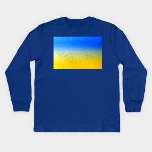 Ukraine yellow blue geometric mesh pattern Kids Long Sleeve T-Shirt